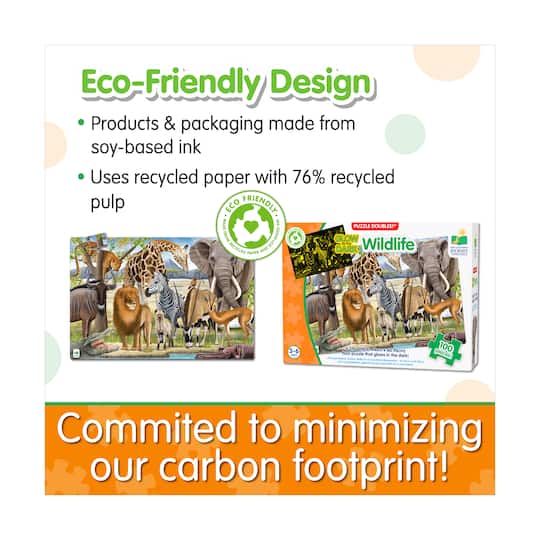 Puzzle Doubles! - Glow in the Dark Wildlife: 100 Pcs
